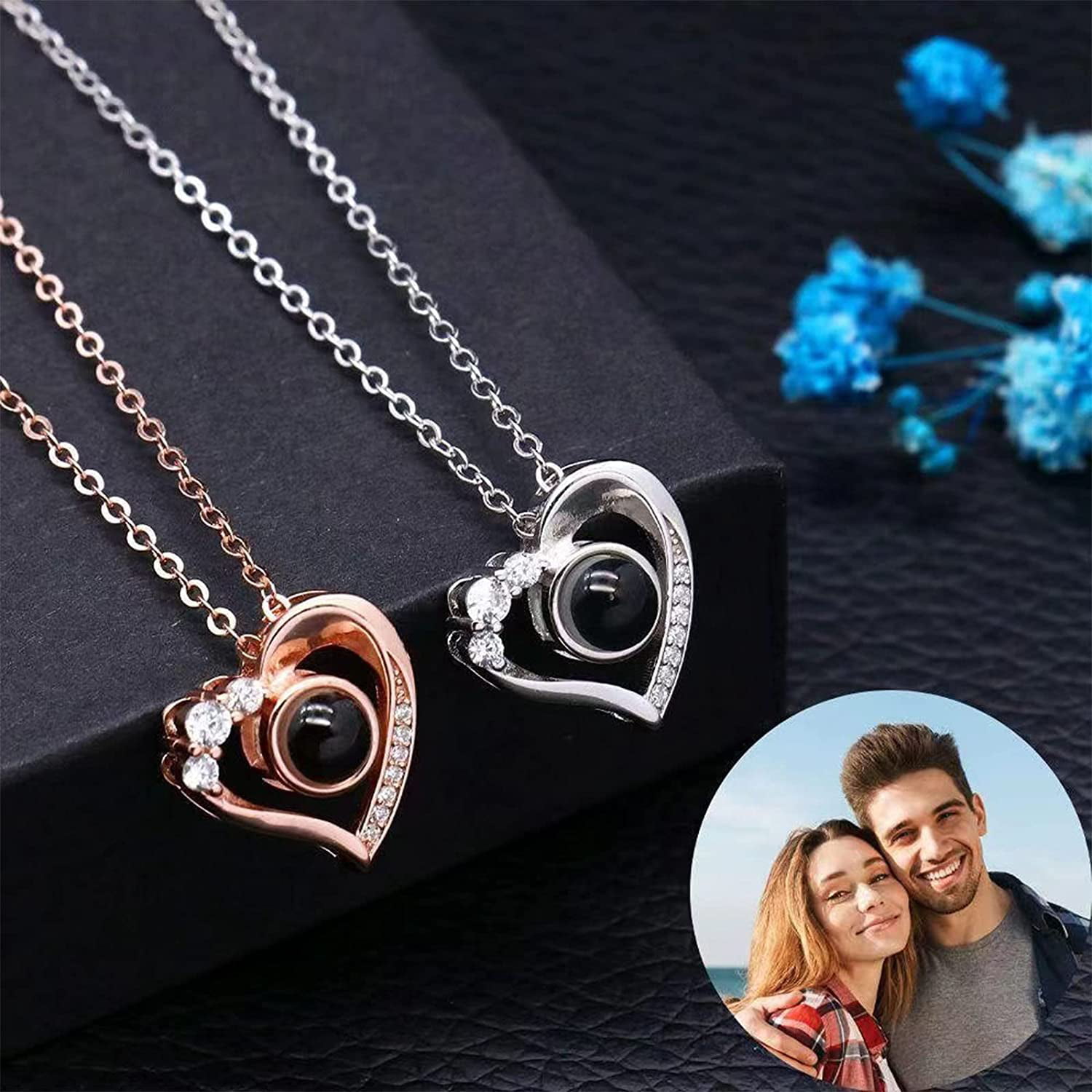 Customizable Memorial Heart Necklace With Photo Projection 925 Sterling  Silver - Etsy
