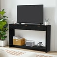 thumbnail image 5 of PHOYAL Fluted Black Console Table with 3 Drawers, Wave Entryway Table with Storage Shelf, Narrow Wood Sofa Table for Hallway Living Room, 5 of 7