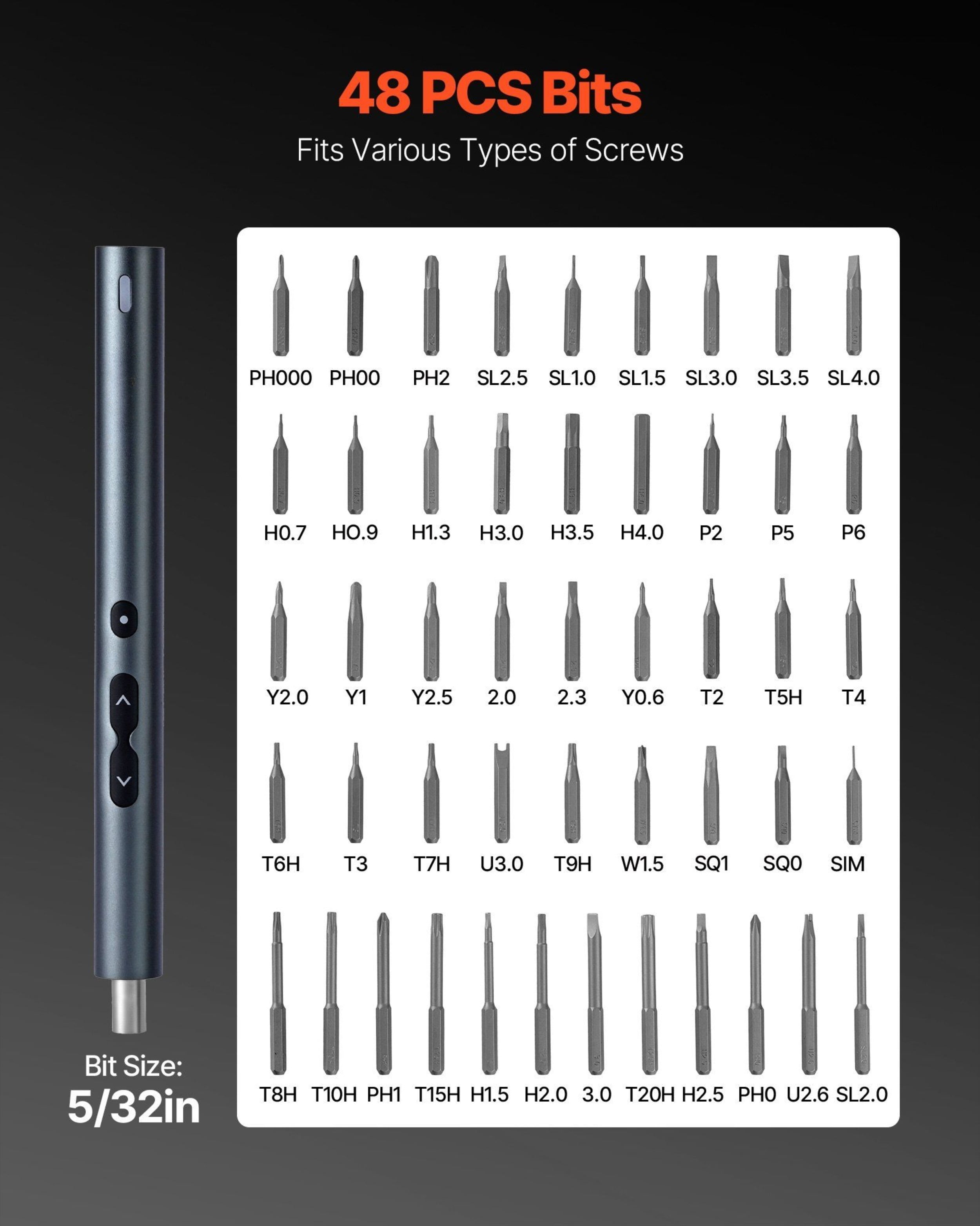 Precision Screwdriver Set with LED Lights, 48 Magnetic Bits.