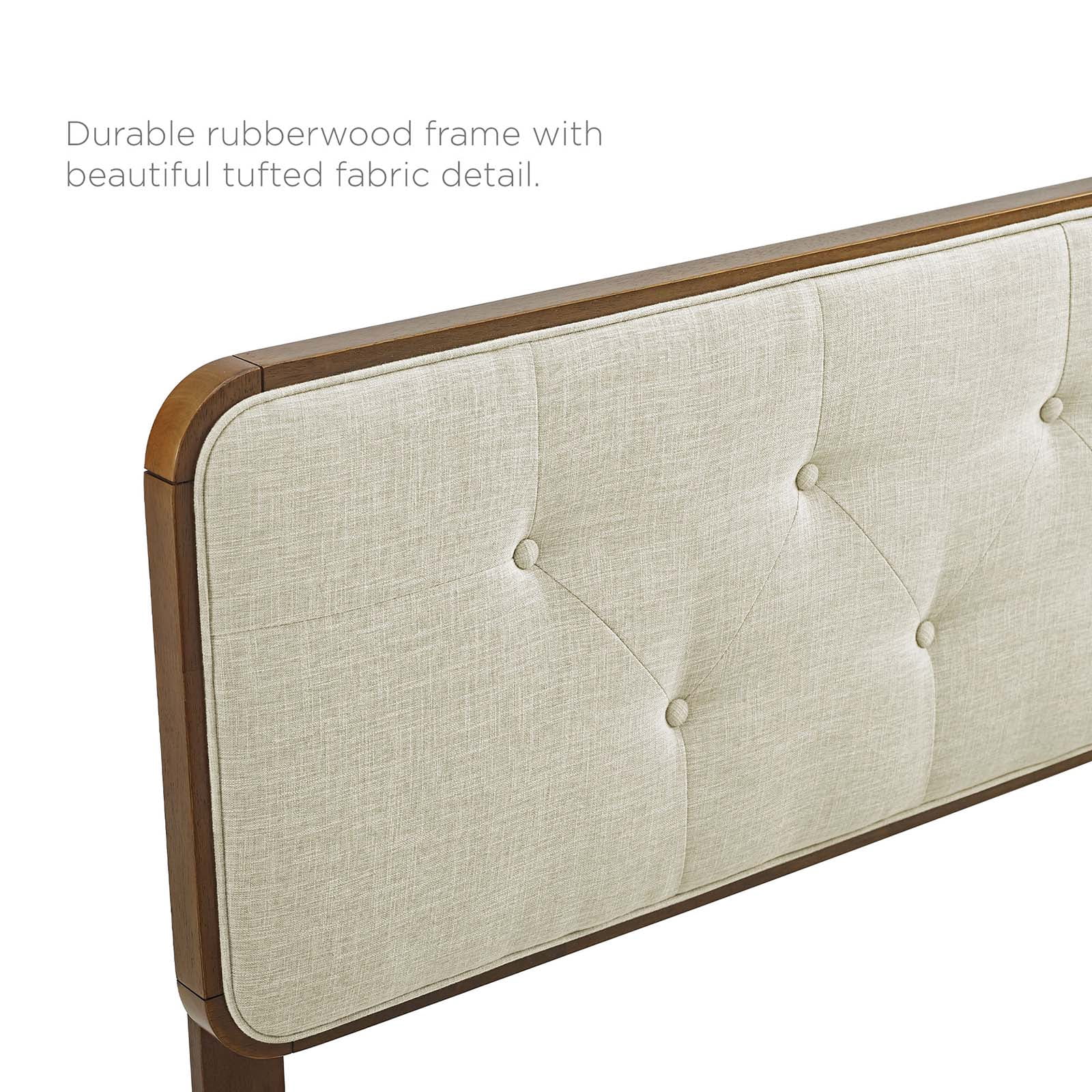 Tufted Headboard, Queen Size, Wood, Fabric, Brown Walnut Beige, Modern Contemporary Urban Design, Bedroom Master Guest Suite