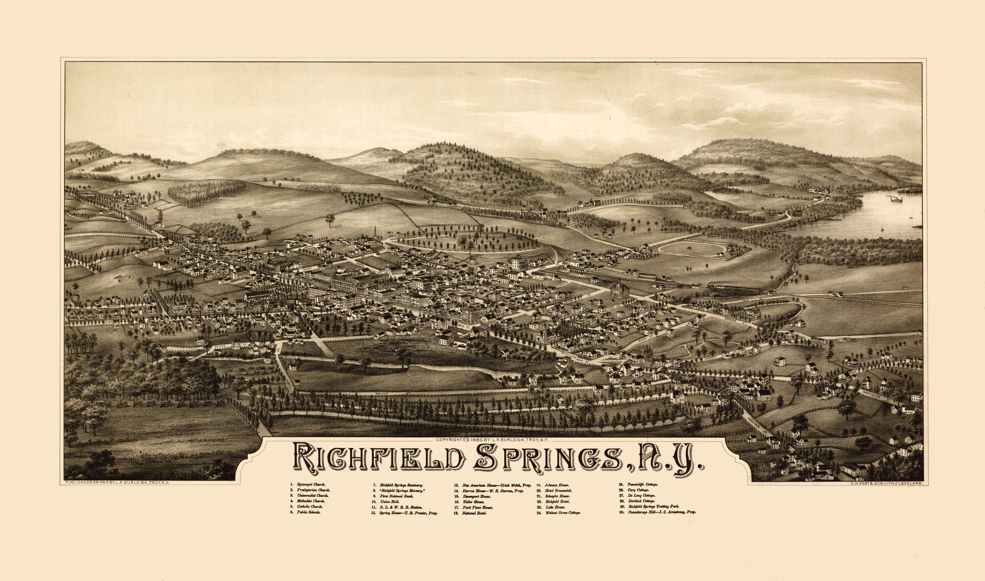 Richfield Springs New York Burleigh 1885 38.98 x 23