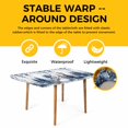 thumbnail image 4 of Blue Christmas Table Cloths for 5 Foot Rectangle Tables, Snowman Eucalyptus Leaves Snowflake Wooden Patio Waterproof Elastic Fitted Tablecloths, Washable Rectangular Table Cover for Camping, 4 of 8