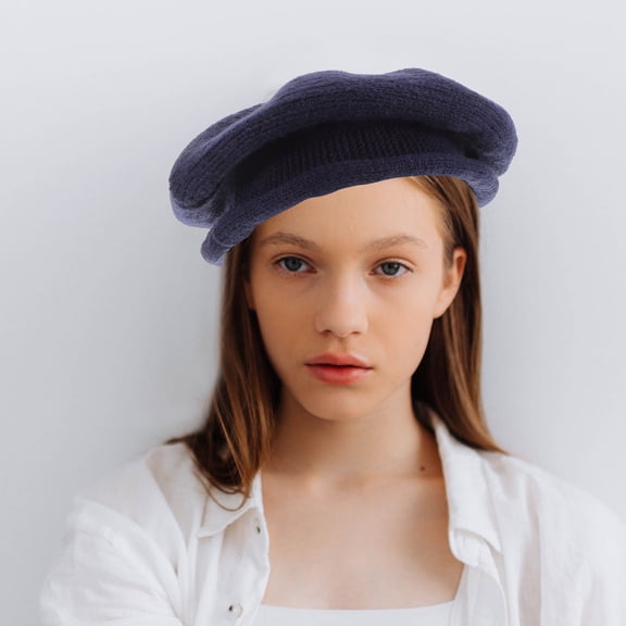LIFKOME Dark Wool Beret Hat, Round Top Winter Cap for Women and Men, Warm and Stylish Cold Weather Accessory, 1 Piece