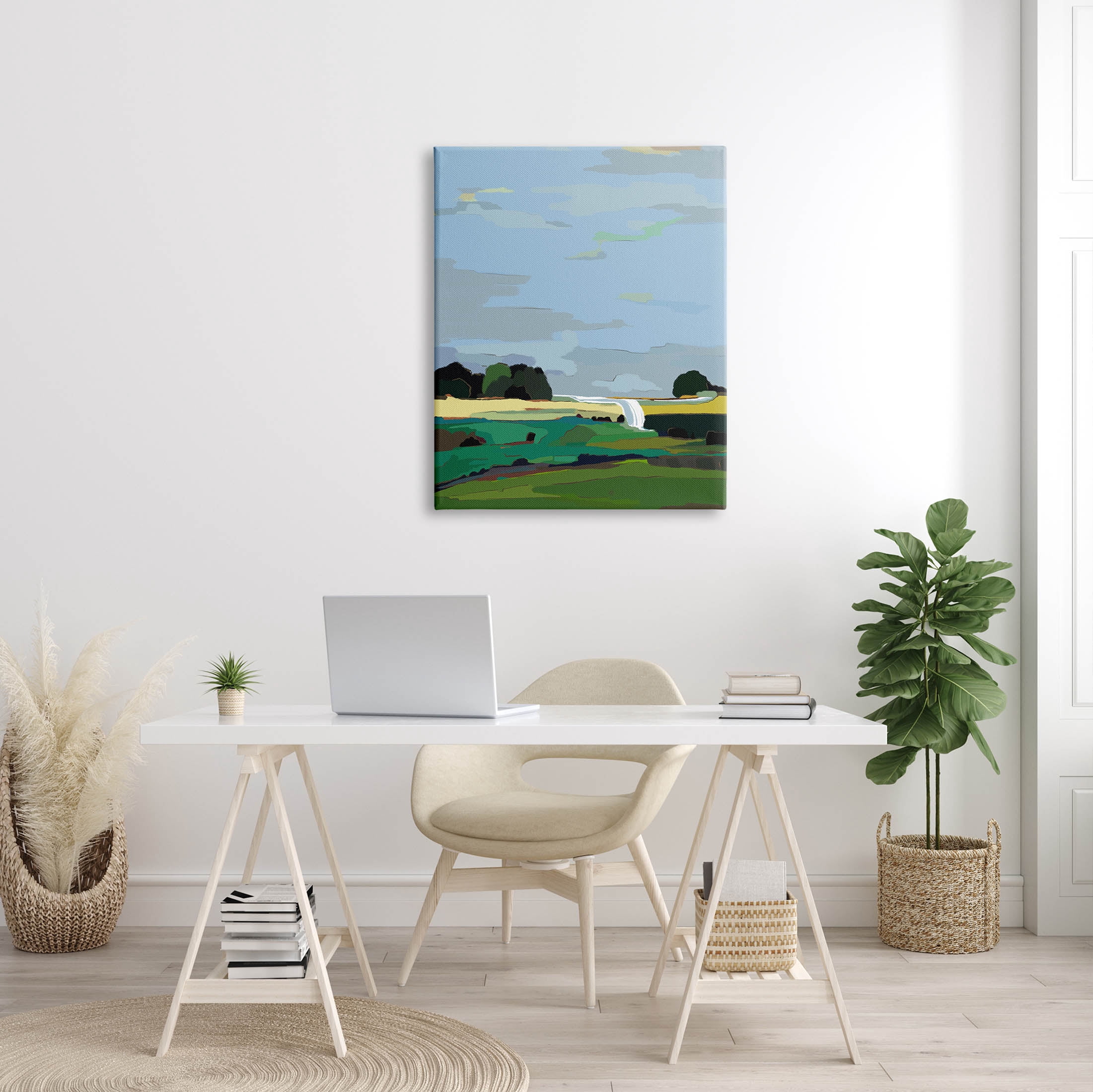 Stupell Industries Flowing Stream Rural Landscape Graphic Art Gallery Wrapped Canvas Print Wall Art, Design by Nikita Jariwala
