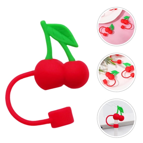 MEIBUTYUP Back to School Tumbler Accessories 8pcs Cherry Shape Reusable Straw Covers Protectors for Tumblers