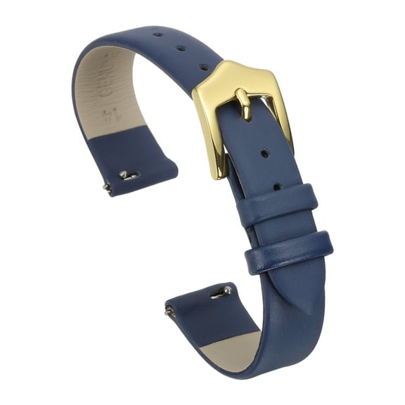 Uxcell 14mm Blue Genuine Leather Watch Bands with Gold Buckle for Women