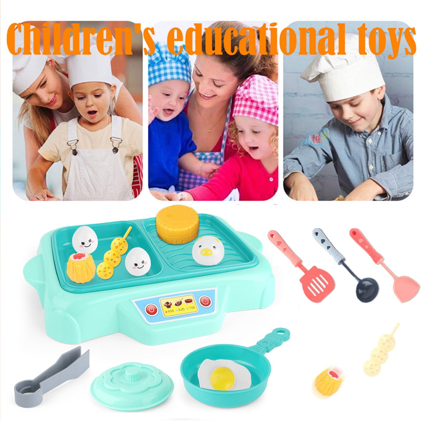 Toy Pots And Pans for Kids Kitchen Grill Barbecue Set BBQ Food Toys With music lights Kids