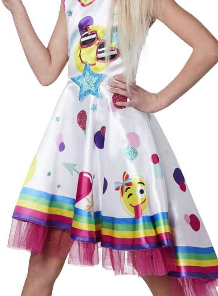 Girls Officially Licensed Nickelodeon Jojo Siwa Emoji Dress Halloween Costume M, White, Pink and Light Blue