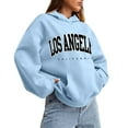 thumbnail image 2 of Los Angeles Hoodies for Women 2025 Fall Winter Long Sleeve Drop Shoulder Hooded Sweatshirt with Pockets Pullover Tops, 2 of 7