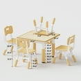 thumbnail image 3 of MAVINEX Kids Table and 4 Chairs Set, Height Adjustable, Beige Wood Finish, Ages 2-10 (Square), 3 of 11
