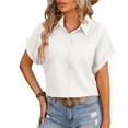 thumbnail image 2 of Dagugfen Button down Shirts for Women Short Sleeve Collared Neck Work Tops Lightweight Loose Fitted Business Casual Shirts, 2 of 6
