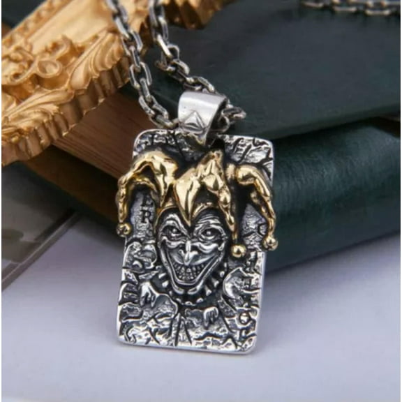 K-KED Fashion Delicate Jewelry Gold Wild Joker Poker Dog Tag Silver Pendant Necklace Chain