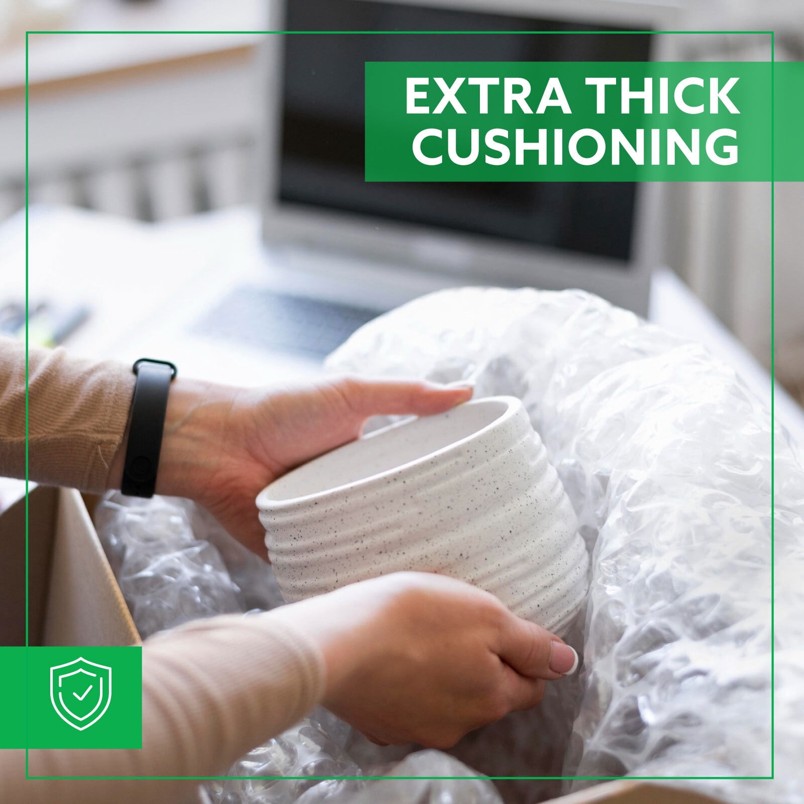 Bubble Cushion Roll, 24" x 100', 1/2" Extra Large Bubbles, Bulk Protective Packaging, 1 Roll