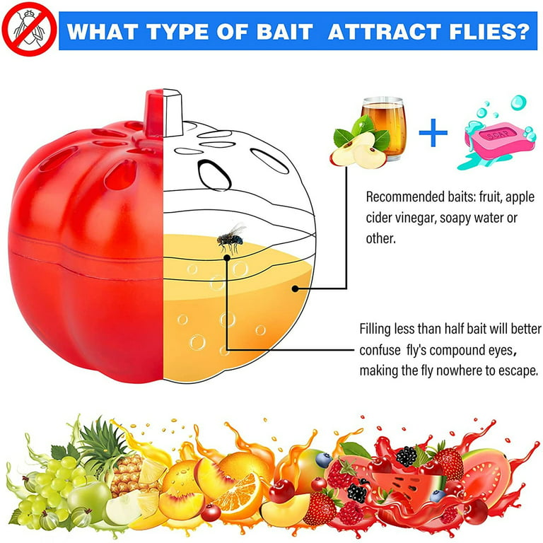 FlyFix Fruit Fly Trap for Indoors - Gnat and Effective Fruit Fly Trap -  Easy to Use - Best for Kitchen, Dining Areas - use Food as Lure Attractants