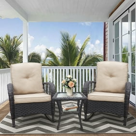 COSIEST 3 Piece Bistro Set Metal Patio Metal Rocking Chairs With Table ...