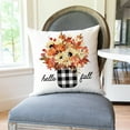thumbnail image 6 of Fall Throw Pillow Covers 18x18 Inch Set of 4 Pumpkin Leaves Floral Truck Mason Jar Buffalo Plaid Outdoor Farmhouse Autumn Fall Decorations Decorative Pillow Cases for Home Couch Porch Decor, 6 of 6