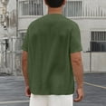 thumbnail image 7 of BXINGOHAI Mens Casual Henley Shirts Linen Short Sleeve V Neck Collar Shirt Beach Summer Lightweight Tops Army Green,XXL, 7 of 7