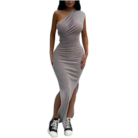 

Red Dresses for Women White Dress Women s Solid Color Jumpsuit Short Skirt Sexy Off Shoulder Waist Sleeveless Dress on Clearance Dress Pants Women Flower Girl Dress Gray S
