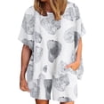 thumbnail image 2 of Qiopertar Ensemble Décontracté d'Été pour Femmes Col Rond Imprimé Manches Courtes et Shorts Deux Pièces Liquidation Livraison Gratuite Offres de la Semaine Liquidation, 2 of 5