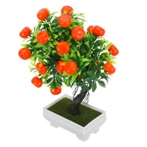 HERFIER Creative Simulation Orange Tree Bonsai Fake Orange Potted Ornaments Desktop Decor 10.22x8.65x7.86in