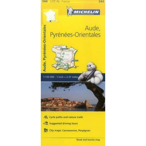Aude, Pyrenees-orientales - Michelin Local Map 344