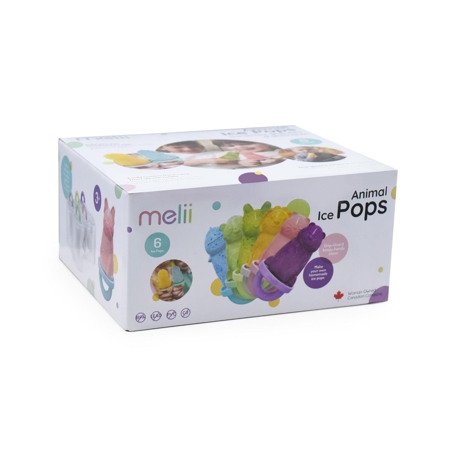Melii Ensemble de 6 Moules à Sucette Glacée en Forme d'Animaux avec Plateau - Moules en Silicone Réutilisables