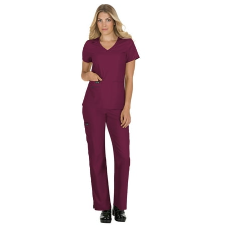 Koi Becca V Neck Scrub Top, Wine, S