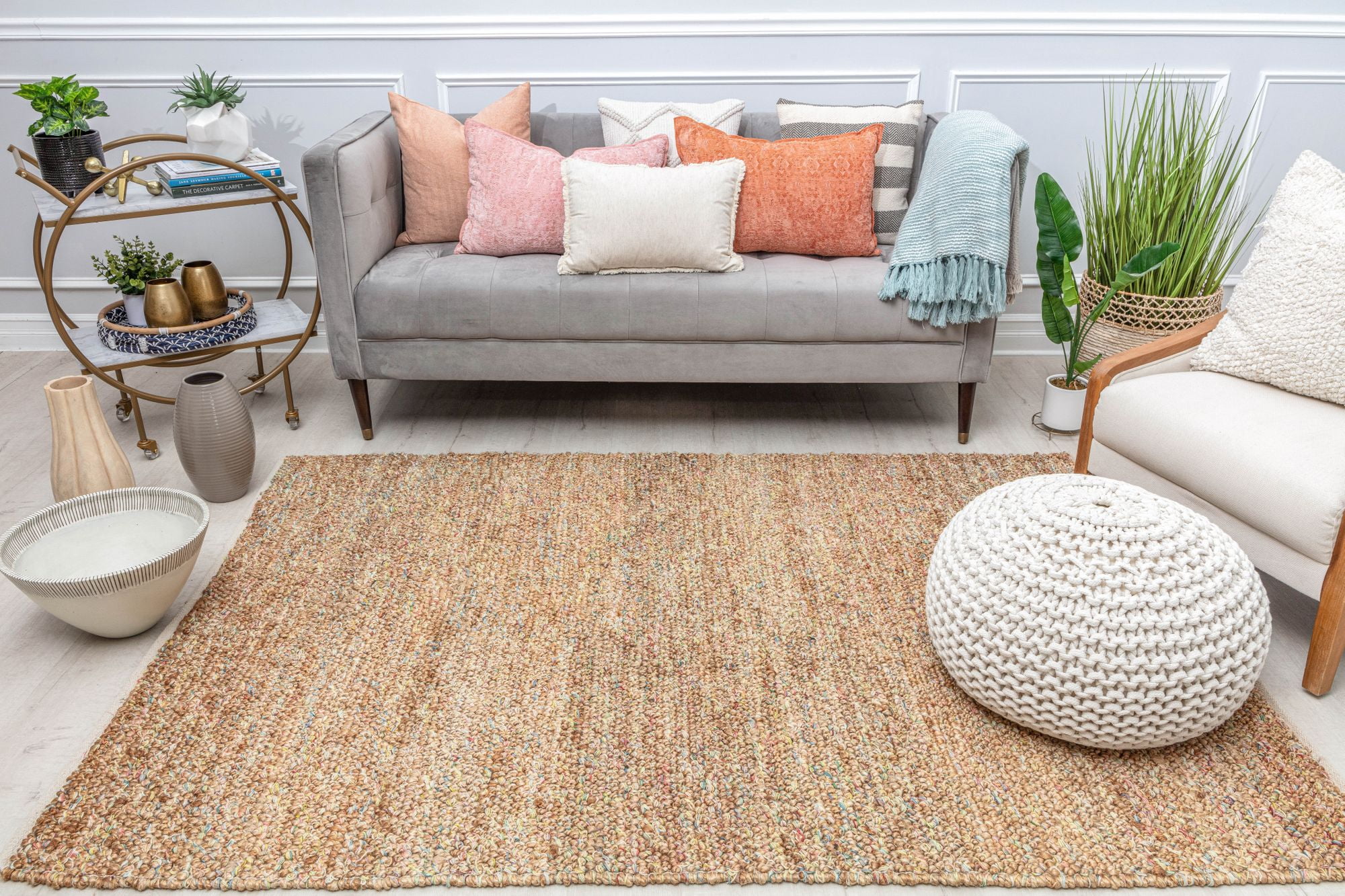Rugs America Rainbow Confetti DR10A Solid Farmhouse Orange Area Rug, 8’0”x10’0”