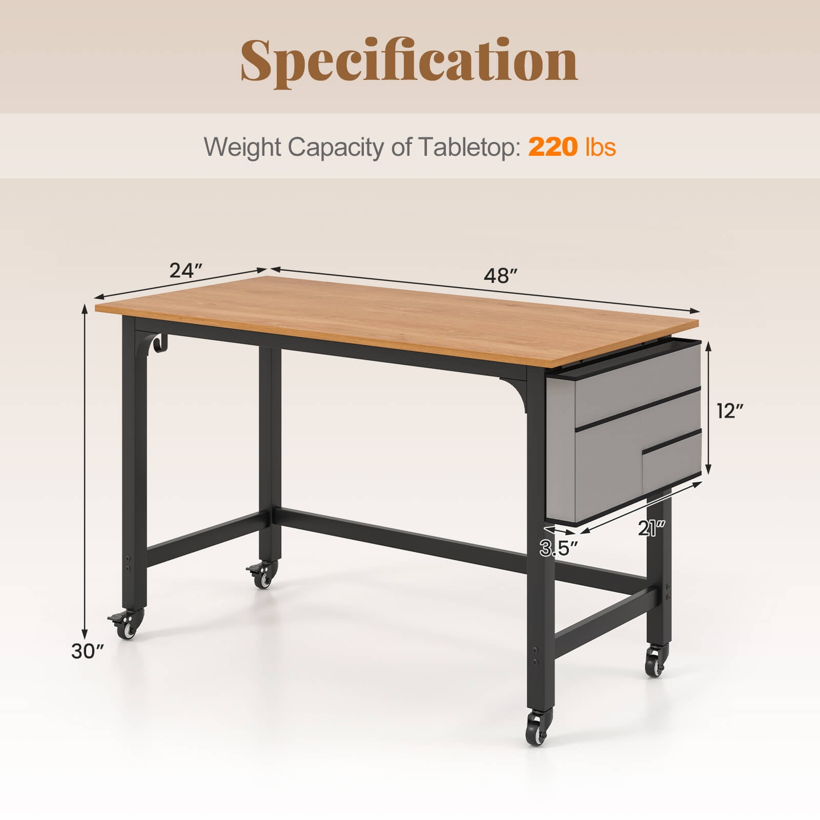 Costway folding computer desk pc laptop table study workstation wood top metal frame new discount