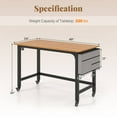 thumbnail image 3 of Costway Bureau d'Ordinateur Roulant Cadre en Métal Table pour PC Portable Dessus en Bois Poste de Travail d'Étude, 3 of 8