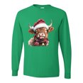 thumbnail image 2 of Wild Bobby Cute Fluffy Christmas Cow with Santa Hat, Cute Christmas Design Sweater | Holiday Men Long Sleeve Shirt, 2 of 5