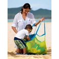 thumbnail image 4 of Bolsa de playa de malla, bolsas y bolsos de playa extragrandes, mochila, juguetes, toallas, arena para guardar juguetes de playa para niños, 4 of 5