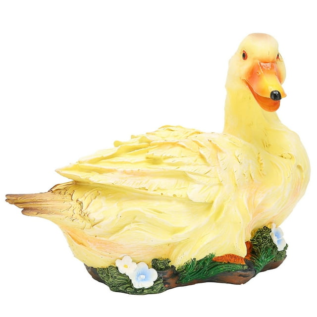 Resin Duck Statue Simulation Duck Ornament Model Decoration for Outdoor Garden YardYellow