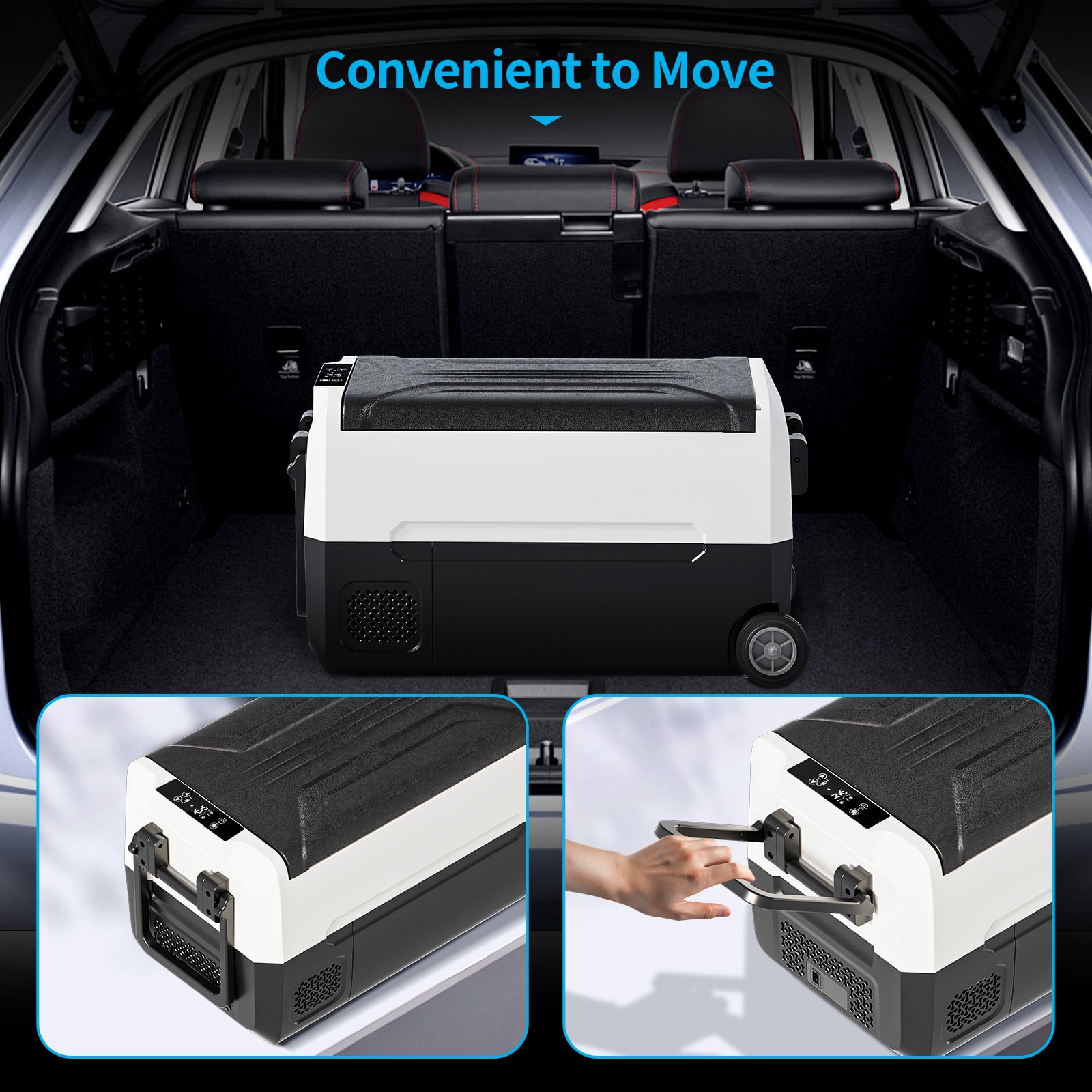 DISHUP 12V Portable Car Refrigerator, 38QT(35L) Electric Cooler with Dual Zone,DC & AC,Ideal for RV, Camping, Travel, Truck
