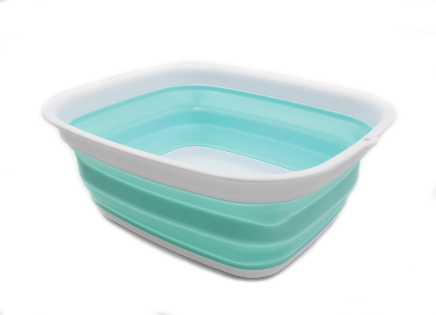 SAMMART 945L 25 Gallon Collapsible Tub - Foldable Dish Tub - Portable Washing Basin - Space Saving Plastic Washtub WhiteLake Green, M