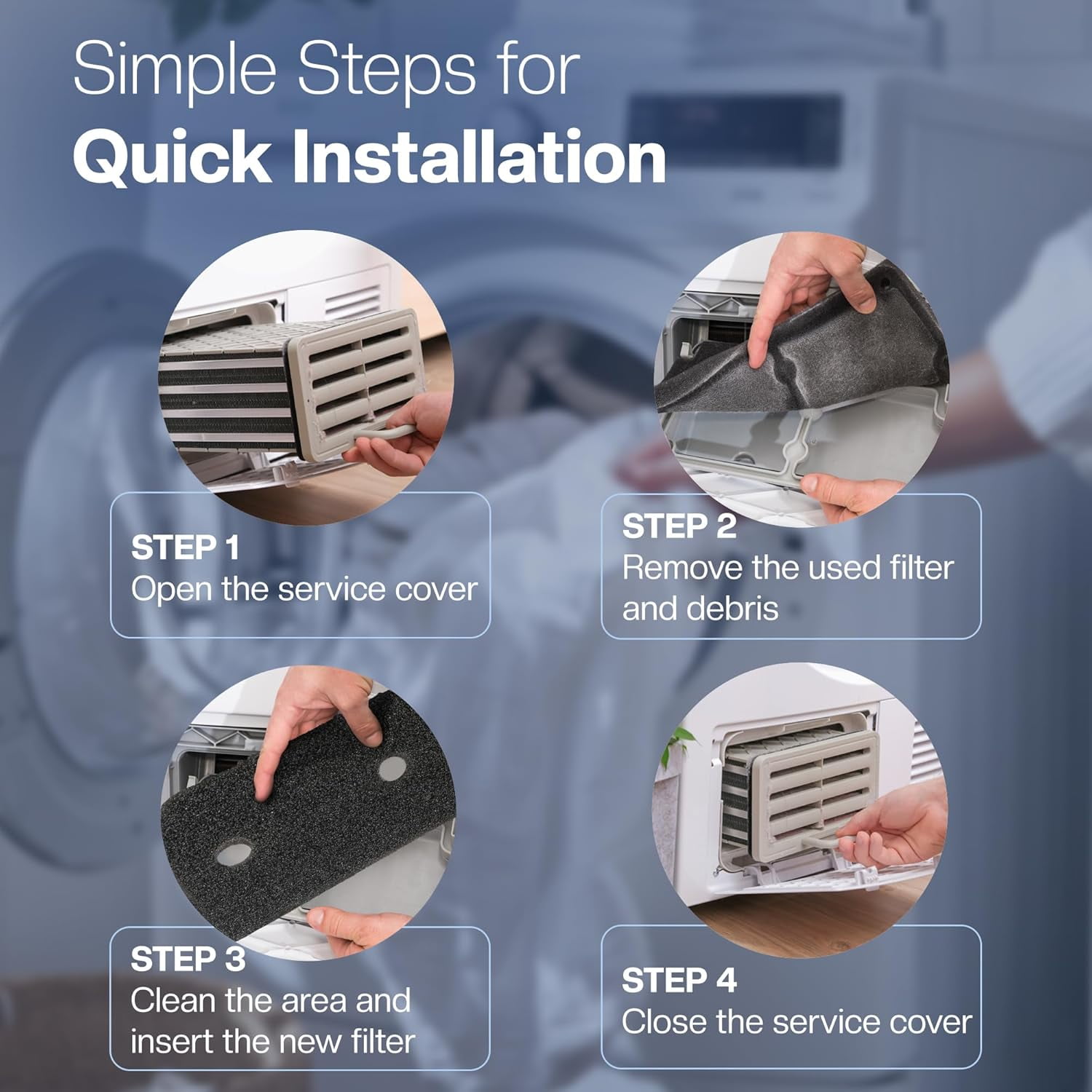 2 Pack Plinth Filter Replacement for Miele T1 Dryer 9164761, Heat Pump Tumble Dryer Foam Filter,Toe-Kick Lint Filter, Washable & Double Layer Filtration