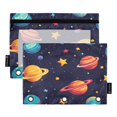 thumbnail image 2 of Ckdifva Planets and Stars Pencil Pouch 3 Ring Zipper Pencil Case Binder Pockets Clear Top Cosmetic Bag 2 Pack, 2 of 6