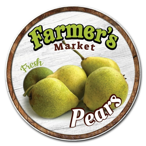 SignMission C-16-CIR-WS-Pears Corrugated Plastic Sign with Stakes 16 in. Circular - Farmers Market Pears