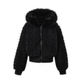 thumbnail image 4 of Annhoo Big Boys Girls Zip Hooded Jackets Winter Fleece Long Sleeve Outdoor Coat Cute Fashion Cropped Outerwear, 4 of 9