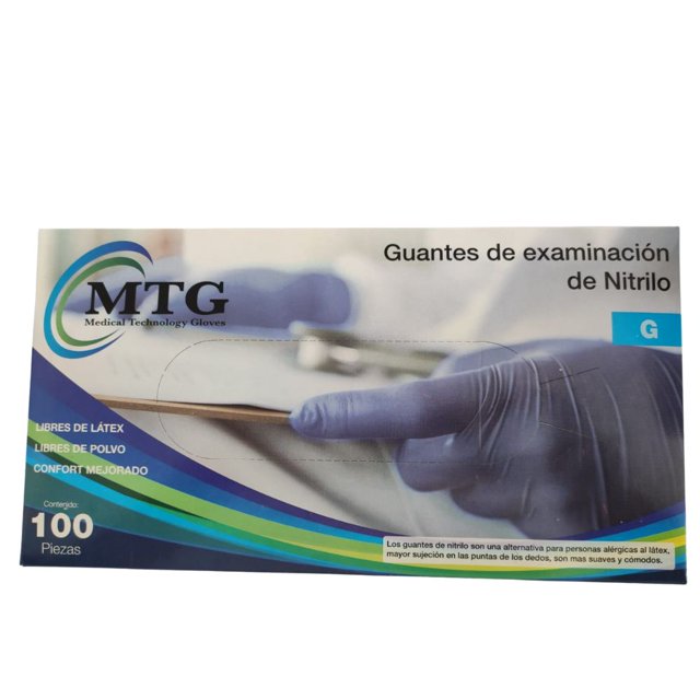 Guante de Nitrilo. MTG. Color azul. Talla G. Caja c/ 100 pzas