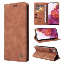 Nalacover Wallet Case for Samsung Galaxy S20 FE - Flip Purse Case with Card Holder Kickstand Suction Cup, Premium Business PU Leather Shockproof Phone Cover for Samsung Galaxy S20 FE - Brown