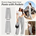 thumbnail image 6 of SWQZVT Wide Leg Sweatpants Womens Casual Drawstring Sweat Pants Baggy Elastic Gray Lounge Pants with Pockets L, 6 of 9