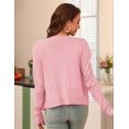 thumbnail image 5 of Women'S Long Sleeve Cropped Cardigan Sweaters Open Front Hollow Out Shrugs Pink L, 5 of 8