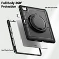thumbnail image 2 of Shockproof Case for Apple iPad Pro 11 Inch 2024, Rugged Hybrid Protective Cover with Pencil Holder & Shoulder Strap Kids Friendly Rotating Kickstand Case for iPad Pro 11" 2024 M4,Black, 2 of 9