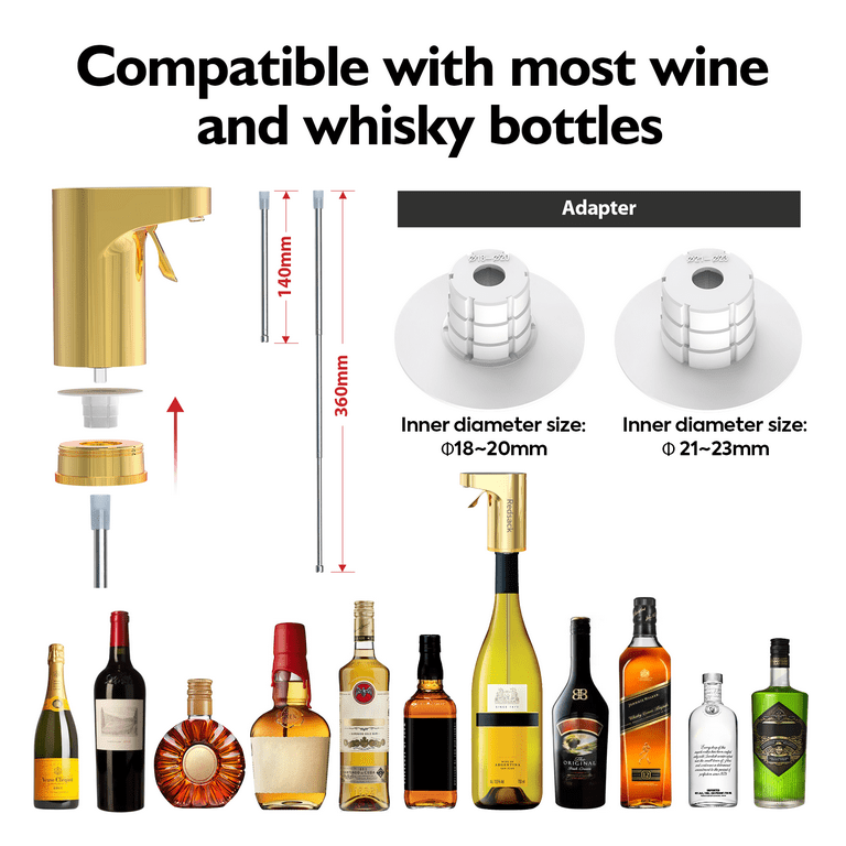 Electric Wine Aerator Pourer Automatic Smart Decanter Dispenser Rechargeable With Micro-USB