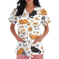 thumbnail image 3 of AHMOMEI Cartoon Animal Print Womens Scrub Top S-5XL Plus Size Women’s Nurse Uniforms with Pocket V Neck Short Sleeve Scrubs Top, 3 of 6