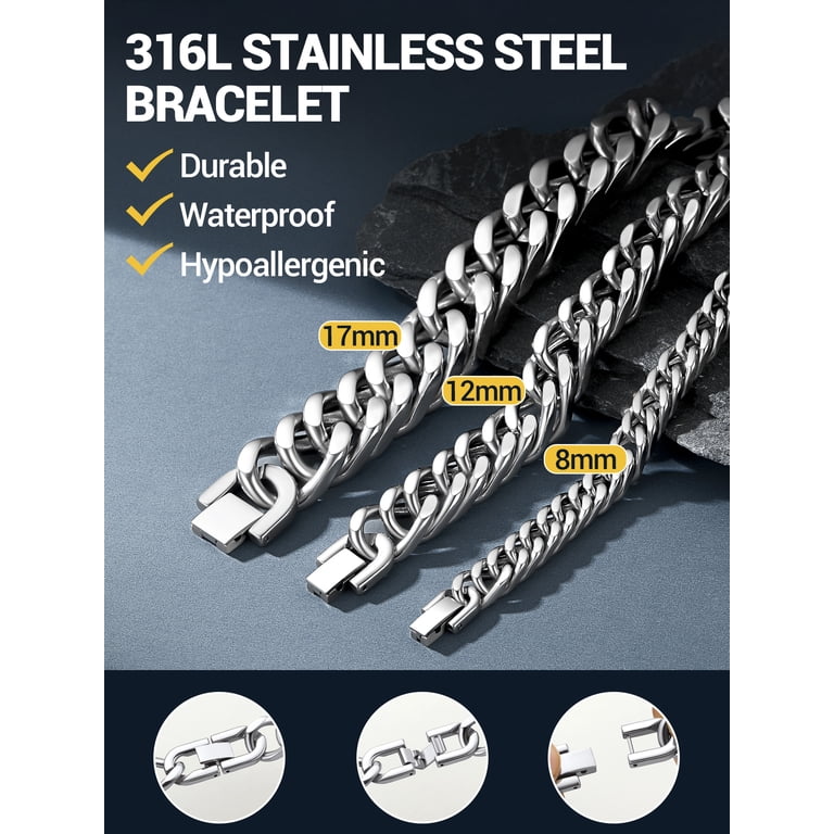 Prosteel Men's 17MM Chunky Franco Chain Bracelet photo 5
