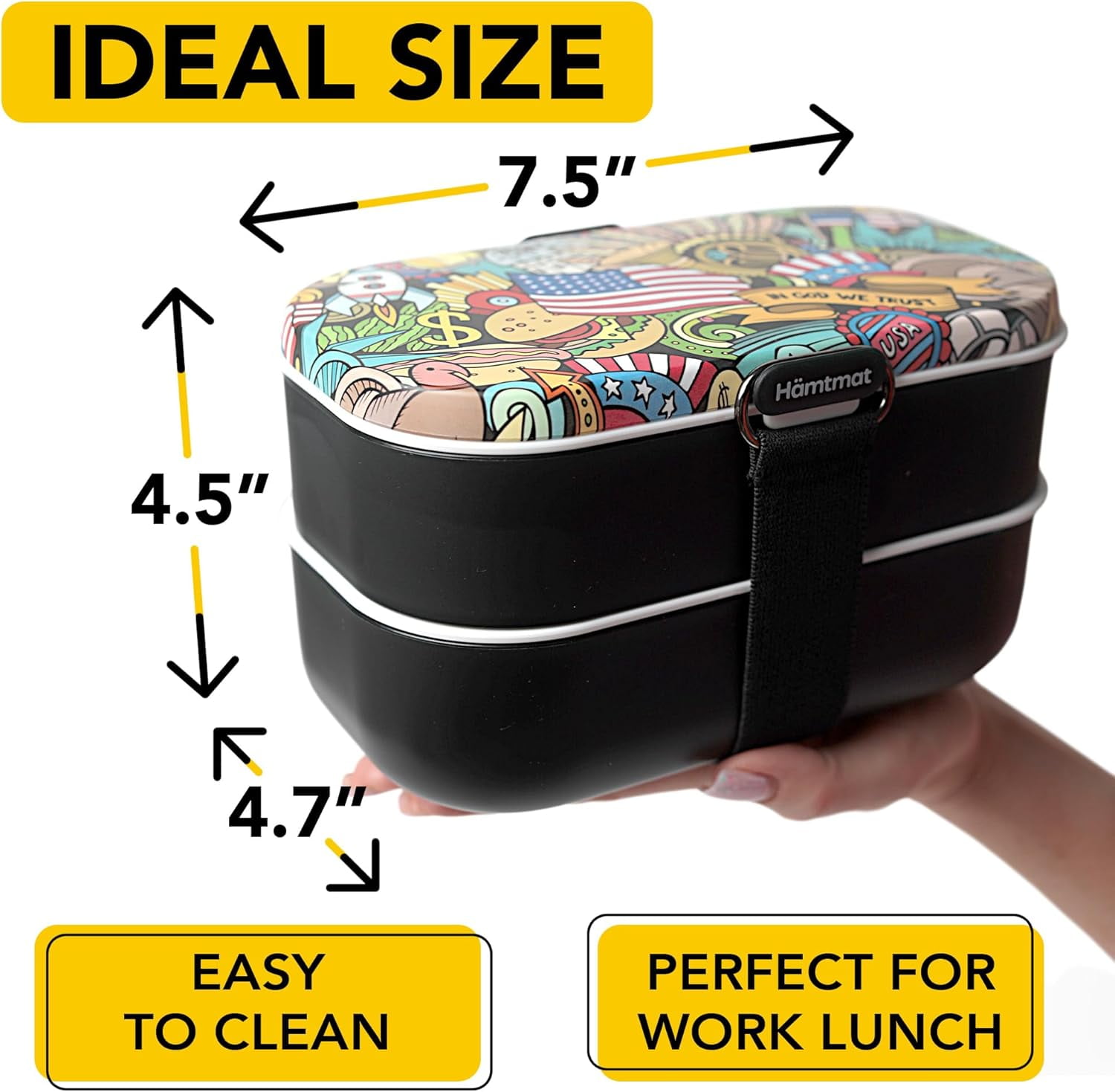 Insulated Stackable Bento Box for Adults - Leak-Proof, Microwavable Japanese Lunch Box with Reusable Chopsticks, Multi-Compartment Food Container for Men & Women (Black)