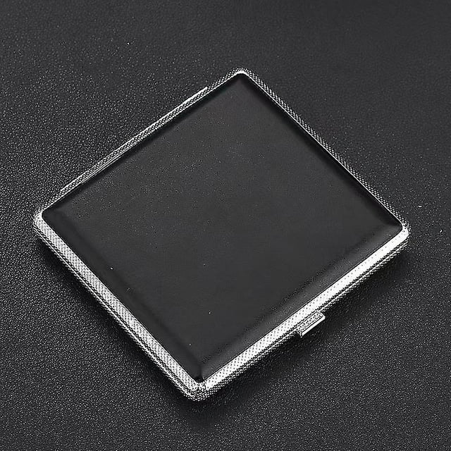 Pattern Leather Metal Cigarette Case Holds 20 Cigarettes