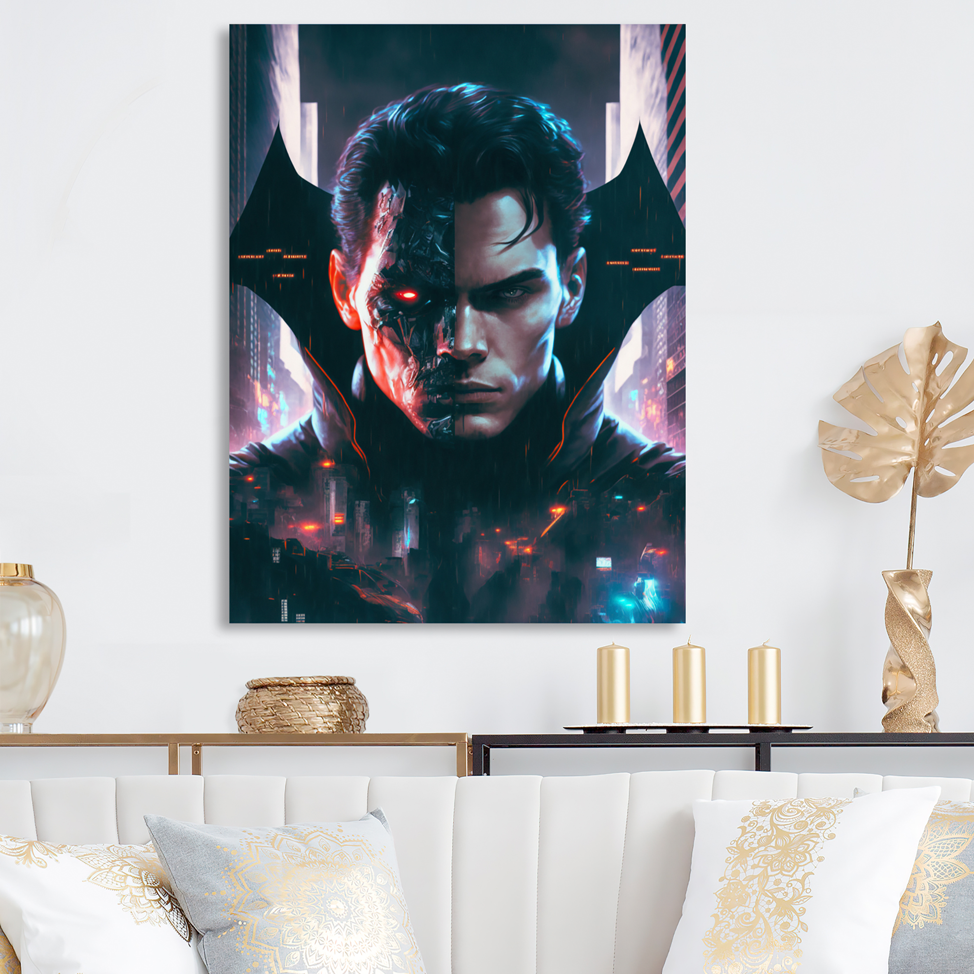 Designart Double Exposure Man Portrait Sci-Fi III Canvas Wall Art